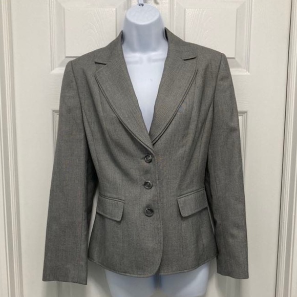 Tahari Arthur S. Levine Lined Blazer Suit Jacket Top Size 10 Petite - Gray - Picture 1 of 7